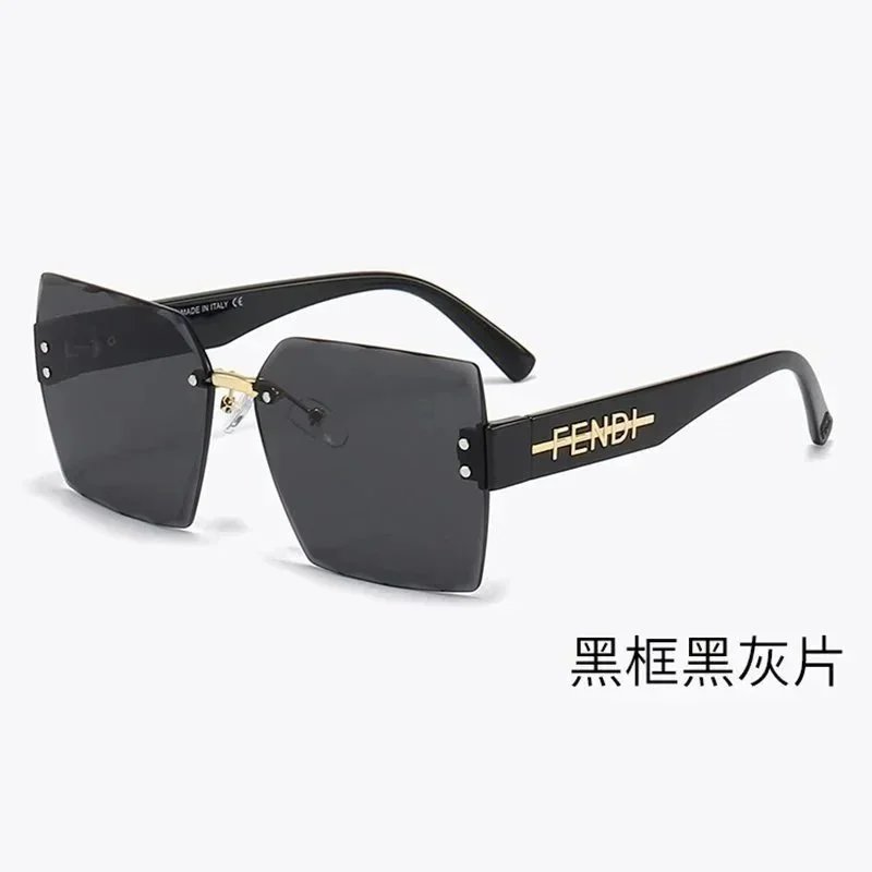 Vintage Square Rimless Sunglasses Women Cut Lens Big Metal Frameless Men Sun Glasses Shades Sunnies