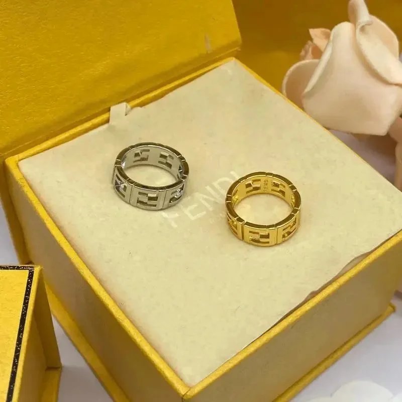新款芬家字母戒指结婚不掉色网红ins百搭F字母指环开口戒女
