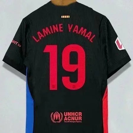 24-25赛季巴萨球衣主客场19号亚马尔加维莱万短袖足球服成人单衫