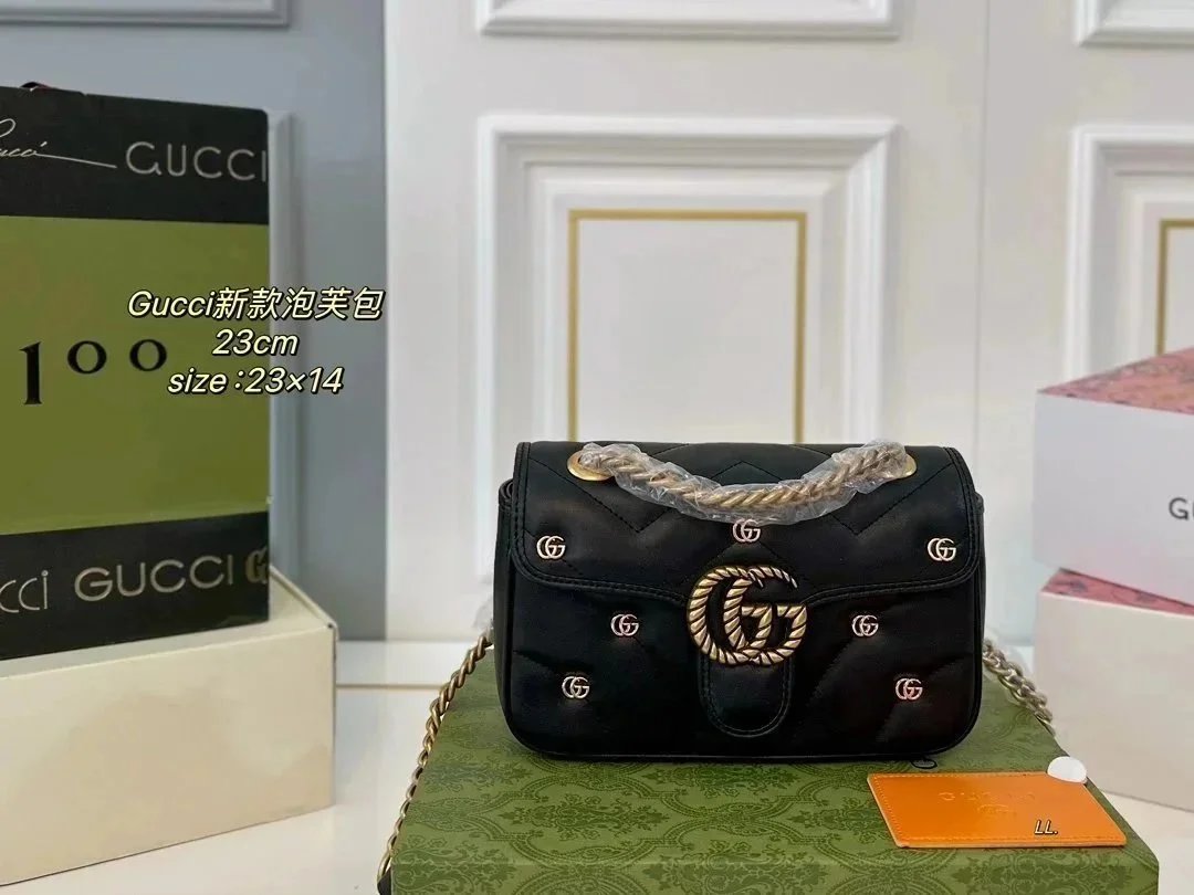 GUCCI Marmont small shoulder bag GG Black