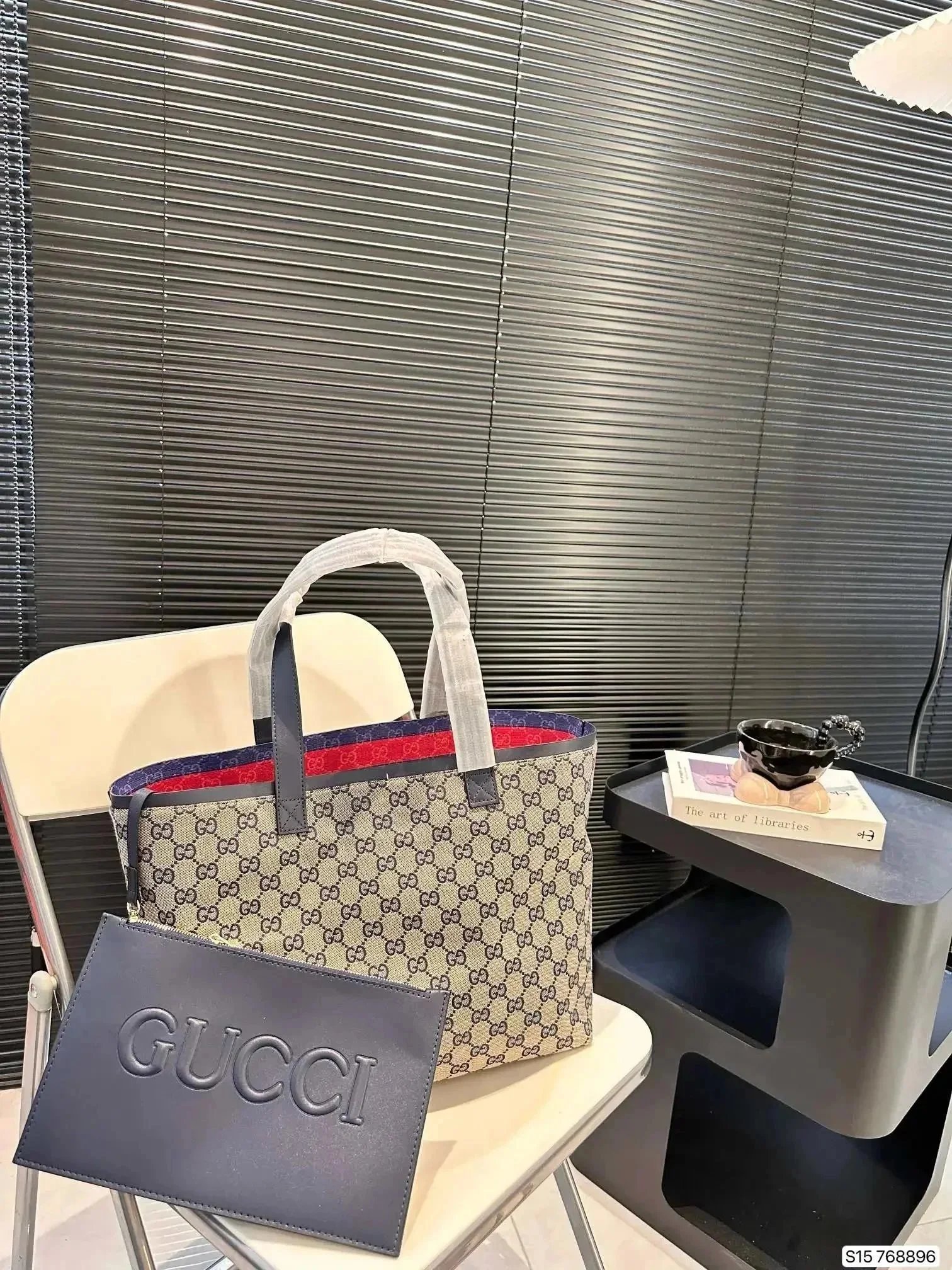 Gucci Totissima small tote bag in beige and blue GG canvas