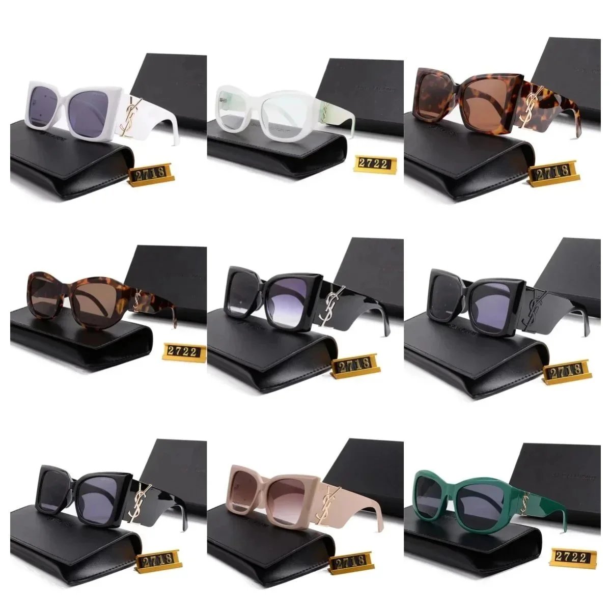 2022 New Fashion Small Box Frame Sunglasses Off-white