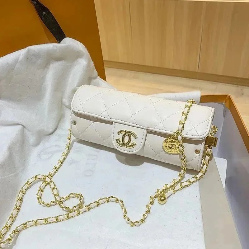 Boston Cylinder Bag 2022 New Fashion All-match Camellia Embroidery Thread one-shoulder Oblique Cross-chain Women's bag