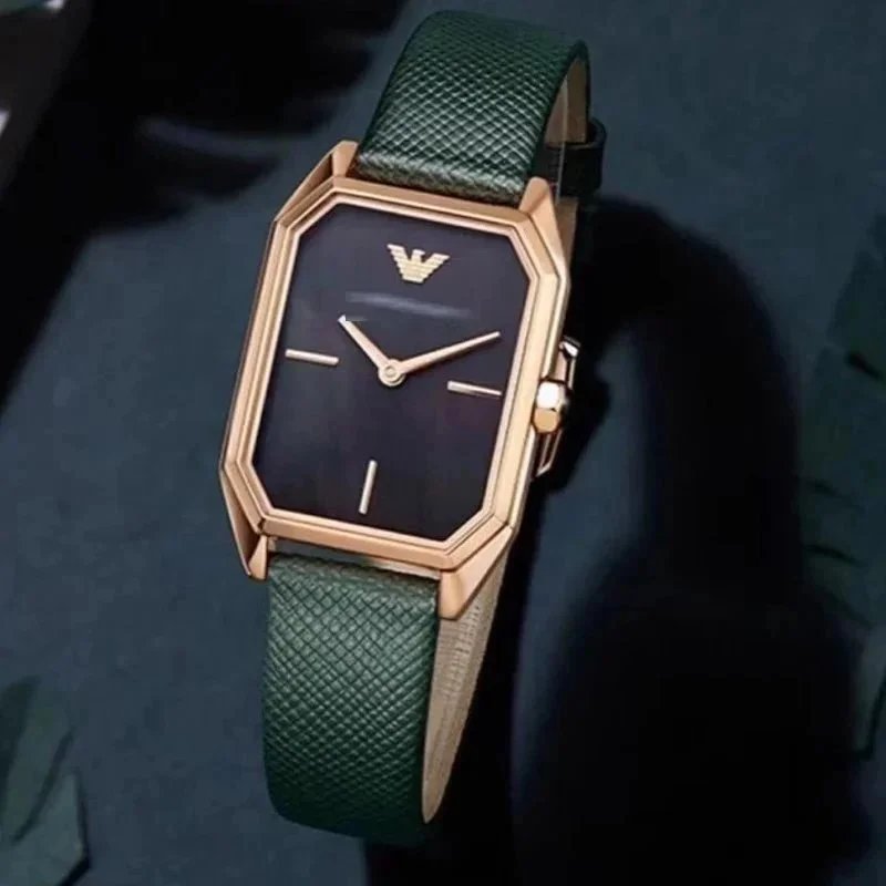 Emporio Armani authentic women's 2 hand green leather watch